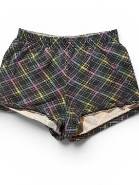 Jockey Black Plaid Athletic Shorts with Multicolor Lines